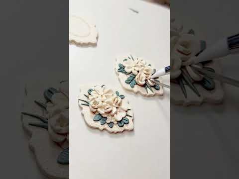 Neutral Floral Polymer Clay Earrings #shorts