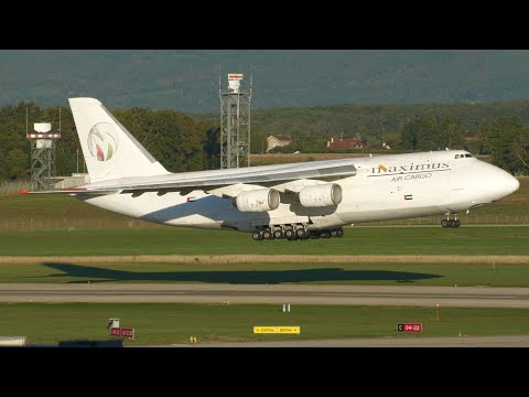 4K | *BEAST* Maximus Antonov An-124 landing & takeoff at Geneva/GVA/LSGG