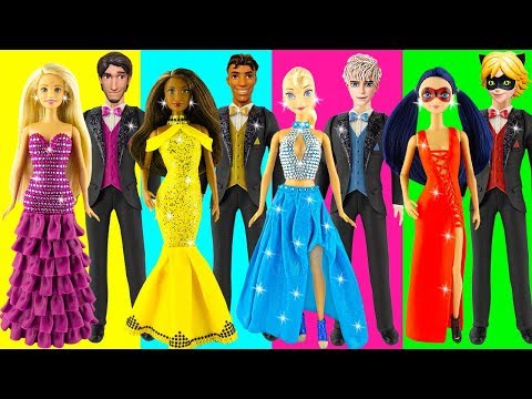 How to make play doh Prom Dresses for Elsa Rapunzel Barbie | Learning videos for kids