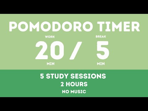 20 / 5  Pomodoro Timer - 2 hours study || No music - Study for dreams - Deep focus - Study timer