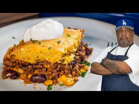 Beef and Cornbread Casserole | Chili Cornbread Pie