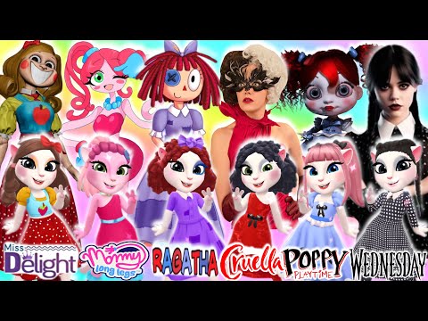 🎭 My Talking Angela 2 || Miss Delight vs LongLegs vs Ragatha vs Cruella vs Poppy vs Wednesday 🎭