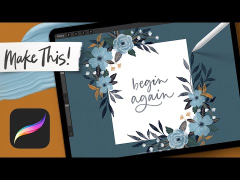 Paint Winter Watercolor Floral Borders in Procreate | PROCREATE FOR BEGINNERS