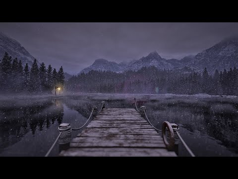 Calming Snowfall Ambience At A Relaxing Lake | Peaceful Escapism | For Sleeping Or Study