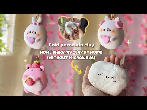 How I make DIY Air Dry CLAY at home (without microwave) 🎀Homemade cold porcelain clay