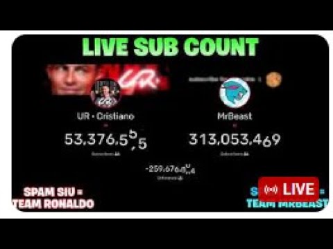 🔴LIVE: UR · Cristiano Ronaldo vs MrBeast Sub Count Battle (Cristiano Ronaldo New Channel)