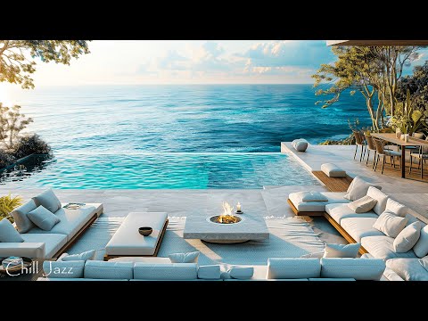 Relaxing Instrumental Jazz Music at Seaside Villa Ambience | Positive Morning Jazz & Ocean Sounds