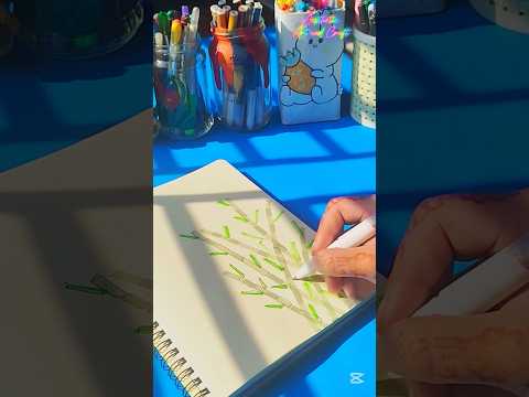 Easy bamboo painting 🎨🖌️#artandcraft #aestheticartandcrafts #shorts