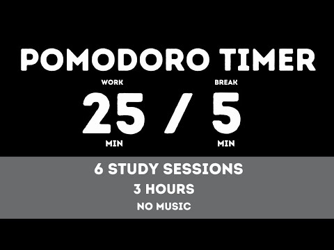 25 / 5  Pomodoro Timer - 3 hours study || No music - Study for dreams - Deep focus - Study timer