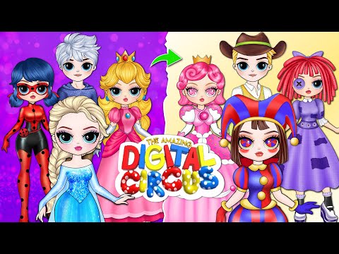 Elsa, Wednesday & Ladybug Become Pomni, Candy Princess & Ragatha | Best DIY Fashion Paper Dolls