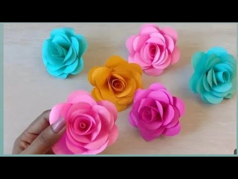 How to make realistic, easy paper rose | paper flower Diy | Rose flower making....