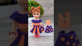 DIY Clay Changeable Doll Dress Making With Super Clay(Style -2)💃🥰Doll Accessories💃💞Old Doll Makeover