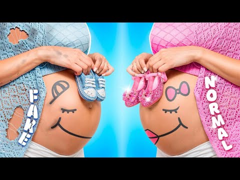 I'm Pretending to Be Pregnant 24 Hours Challenge || Real VS Fake Pregnancy