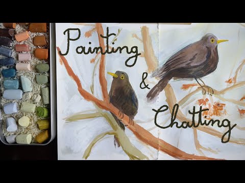 🌙 COSY ART SESSION ⭐ Painting birds with mixed media and chatting.