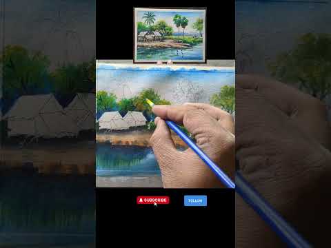 part full গ্রামের গৃহস্থের বাড়ি আর্ট করা ll Noon Art Point ll 4k #artist #art #painting #drawing