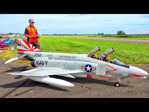 GIANT F-4 PHANTOM TWIN TURBINE RC SCALE JET! FIRST FLIGHT IN EUROPE!