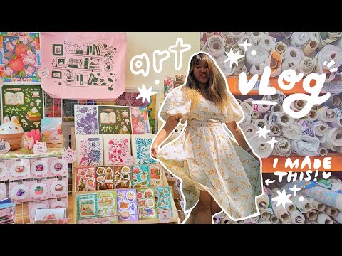 sewing my birthday dress, making new art & market prep 🌼 artist studio vlog