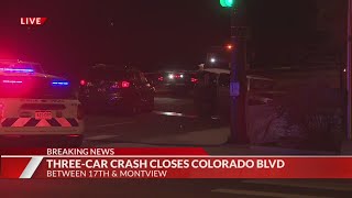 Colorado Boulevard near City Park closed for 3-car crash