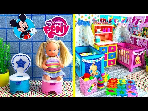 25 DIY Barbie Baby Twins Hacks + Nursery Room! Baby bed canopy, Baby potty pots...and more!