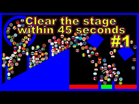 Clear the stage within 45 seconds #1 | 200 country elimination marble race in Algodoo