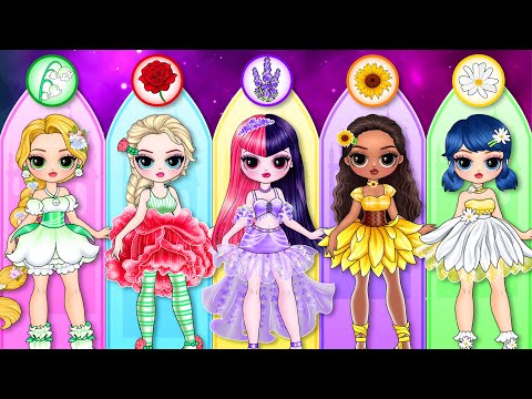 What If Disney Princesses, Wednesday & Ladybug Get Flowers Fashion?