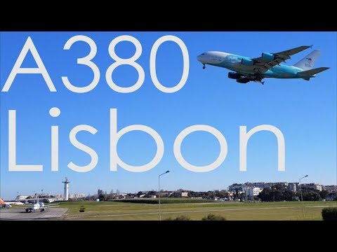 Hifly A380 flyby over Lisbon Airport