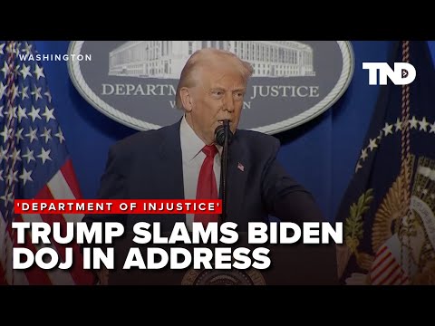 Trump slams Biden-led DOJ, cases against himself in address at Department of Justice