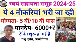 समूह में 4 नई नौकरियां भरी जा रही है 2024-25 स्वयं सहायता समूह मानदेय- 6500₹ हर महीने | shg | samuh