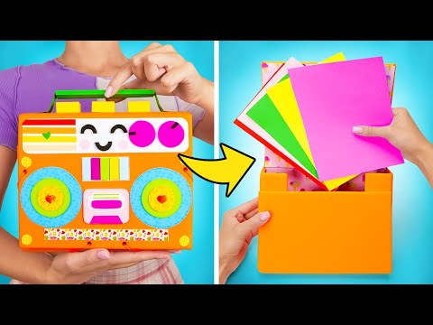 A Messy Pile of Papers? Cute DIY Colourful 🌈 Cardboard Organizer with Slick Slime Sam's Maker World