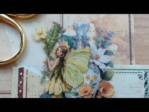 3 mins | Trimming a yellow vintage fairy and bottle sticker 💛🍶