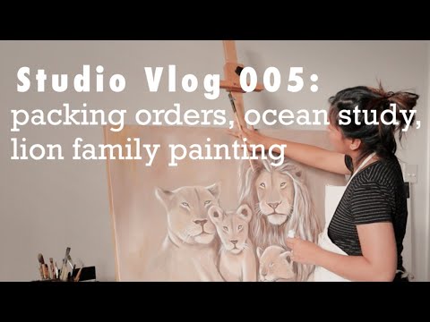 Studio Vlog 005 ☆ Pack Orders and Paint with Me, Chill Vibes ☼ Katherine Schiller Art