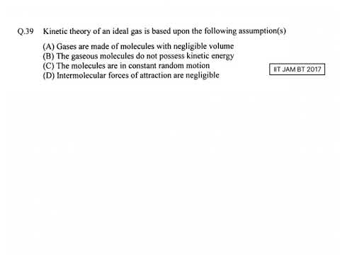 Kinetic theory of gases | Problem 2 | IIT JAM BT 2017 solved | Qs. no. 39