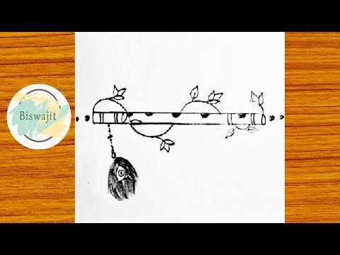 Krishna bansuri drawing easy | Bansuri drawing easy and beautiful | flute drawing | chitra