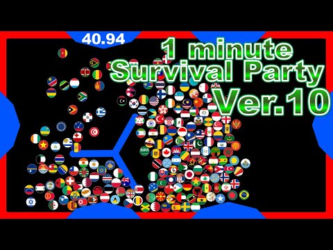 1 minute survival party.Ver10 ~200 countries marble race~ in Algodoo | Marble Factory