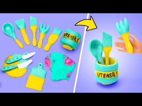 DIY Kitchen Utensils for Dolls 🍴 Miniature Doll Crafts