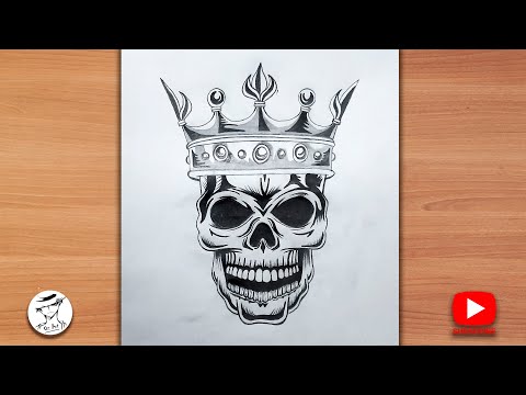 How to Draw a Skull with a Crown | Tattoo Drawing Tutorial | Easy step by step