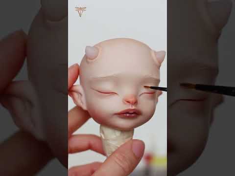 Polymer clay art doll process | head sculpting and painting