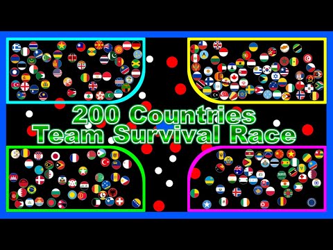 Team Survival Race ~200 countries marble race~  in Algodoo | Marble Factory