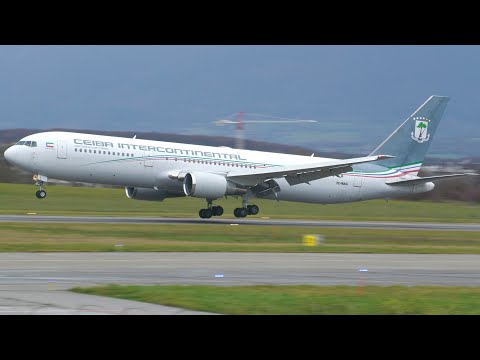 4K | Ceiba Intercontinental Boeing 767-300ER 3C-MAG landing at Geneva/GVA/LSGG