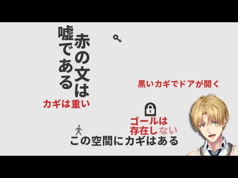 「ない」を使って文章を改変し、ゴールを目指すゲーム『 黒くないカギで開かないドアはない 』 【 エビオ/にじさんじ 】