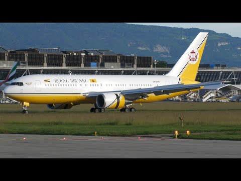 4K | *RARE* Brunei Government Boeing 767-200ER V8-MHB landing at Geneva/GVA/LSGG