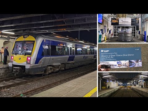 The last ever train to depart from Great Victoria Street Station, Belfast, Friday 10th May 2024