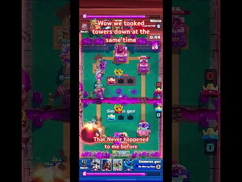 Me and my opponent took the towers down at the same time in Clash Royale ￼