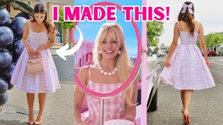 I Made The Barbie Movie Dress! | Margot Robbie Gingham Barbie Dress Cosplay Costume DIY