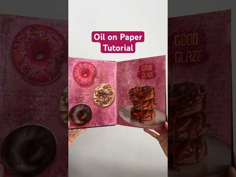 Donut Worry, Paint Happy 🍩 Easy Oil Painting on Paper Steps! #shorts #sketchbook #arttutorial