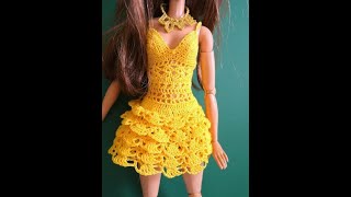 How to crochet doll dress #crochetaddict #barbie #barbiedoll #crochettutorial barbie