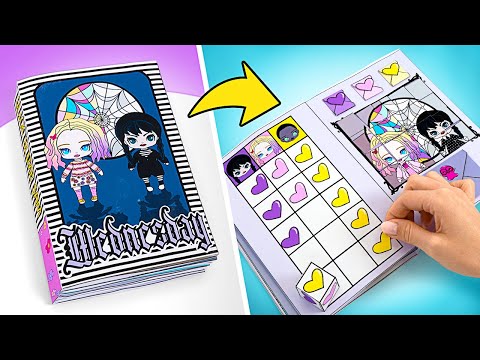 🖤✨WOW! How To Make COOL Playbook About Wednesday & Enid | FUN DIY! by Slick Slime Sam's Maker World