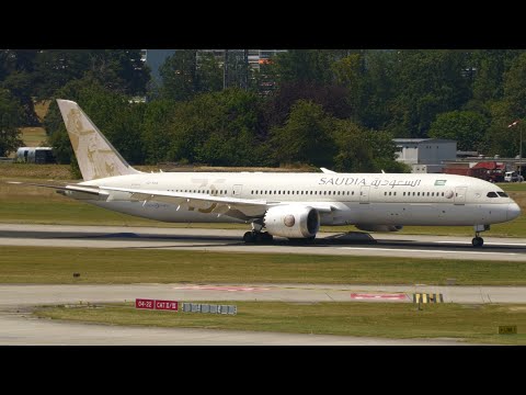 4K | Saudia "75 Years" Boeing 787-9 Dreamliner HZ-ARE landing at Geneva/GVA/LSGG