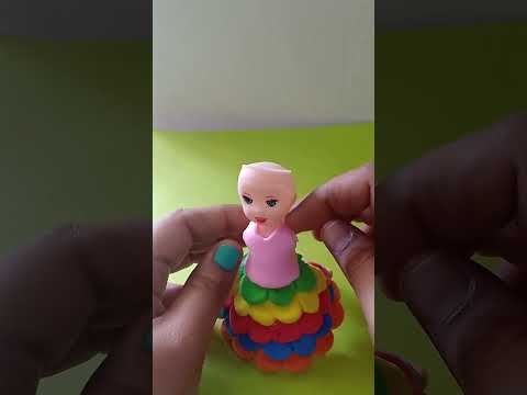 Beautiful dress making with clay colours🌈 #clay #handmade#handmade #viralvideo#viral#viralshort#doll