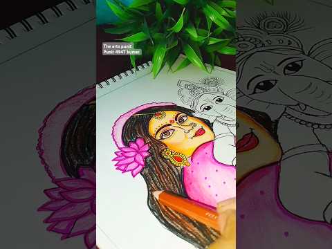 cute ganesh ji and mata parvati drawing ❤️ || ganesh parvati drawing 😍 || #shorts #theartspunit